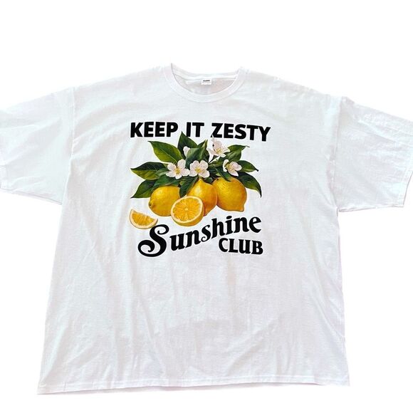 Vintage Keep it Zesty Sunshine Club Graphic Print T-Shirt - Picture 1 of 4